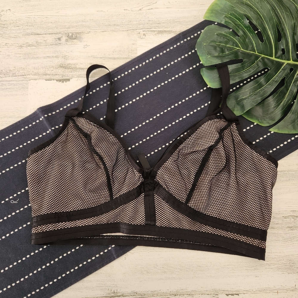 Torrid Black and White Mesh Bra